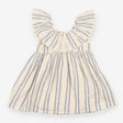 Cream and Blue Striped Dress