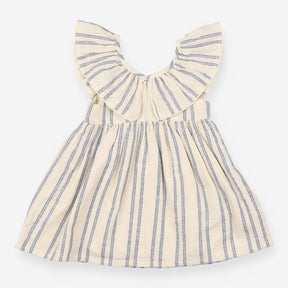 Cream and Blue Striped Dress