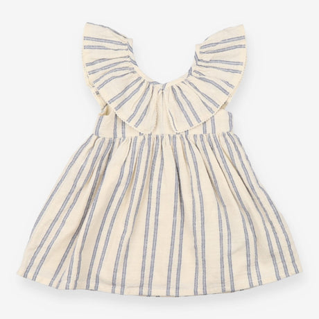 Cream and Blue Striped Dress