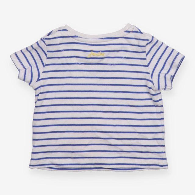T-shirt white and blue striped chicken driving tra