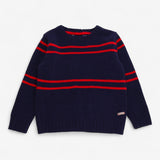 Sweater Navy Blue with Red Stripes