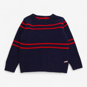 Sweater Navy Blue with Red Stripes