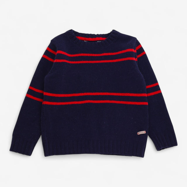 Sweater Navy Blue with Red Stripes