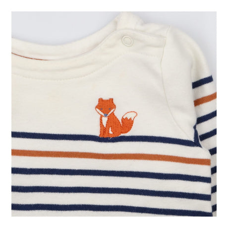 T-shirt long sleeve white striped fox
