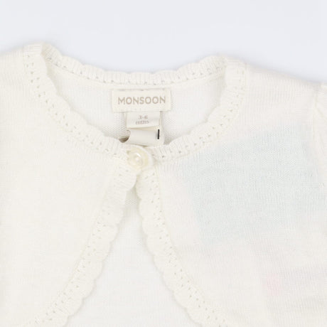 Bolero Cardigan Cream with Flower Shaped Button
