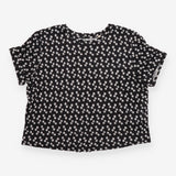 Boden Black White Ditsy Floral Short Sleeve Crew N