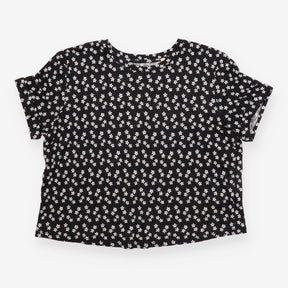 Boden Black White Ditsy Floral Short Sleeve Crew N