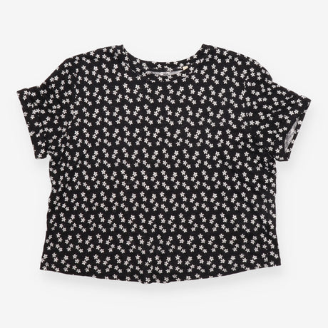 Boden Black White Ditsy Floral Short Sleeve Crew N