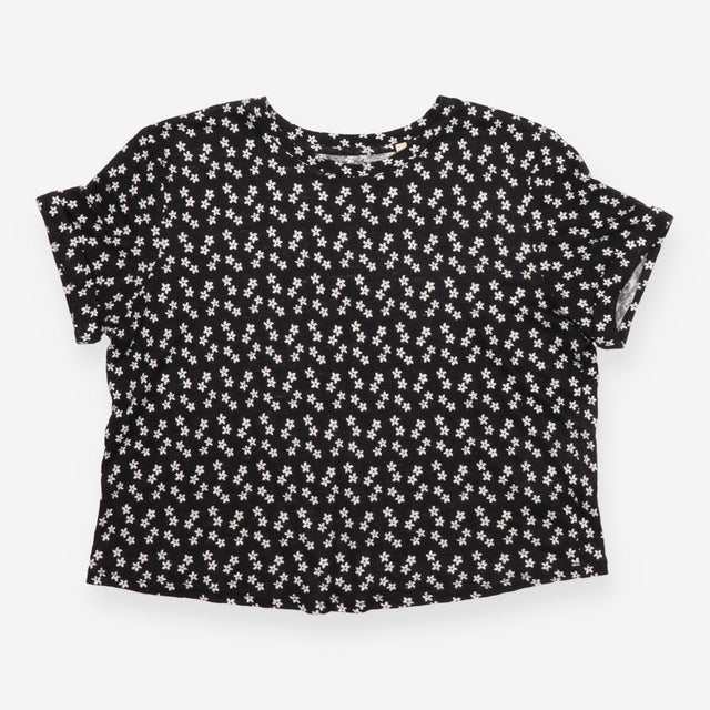 Boden Black White Ditsy Floral Short Sleeve Crew N