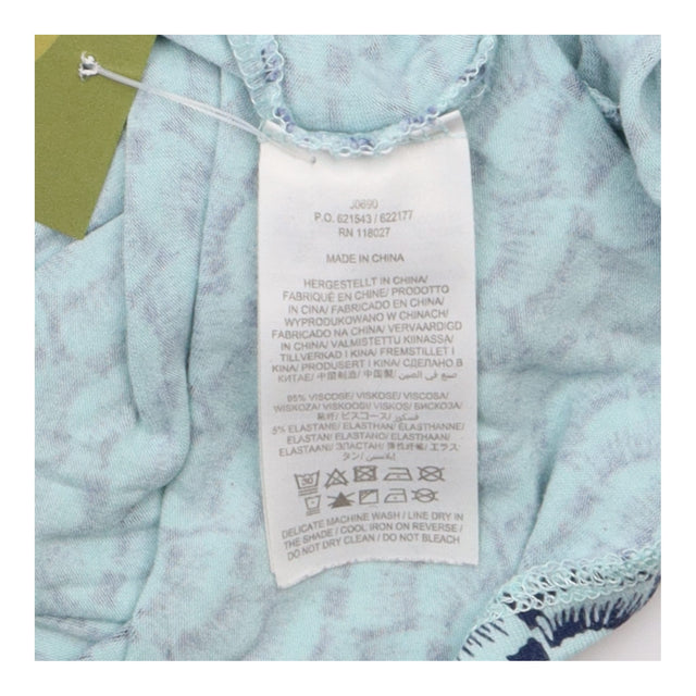 Printed Short Sleeve Viscose Stretch Top Light Blu