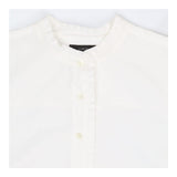 Cotton Poplin Ruffle Sleeve Shirt White Classic Fi
