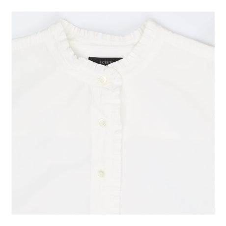 Cotton Poplin Ruffle Sleeve Shirt White Classic Fi