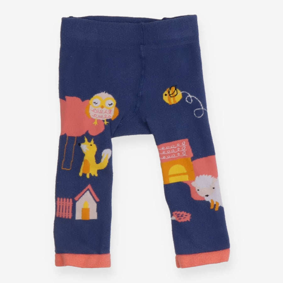 Leggings knit navy tractor owl sheep bee