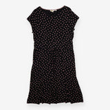 Midi Dress Jersey Polka Dot Pink black Short Sleev