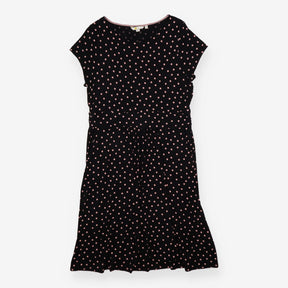 Midi Dress Jersey Polka Dot Pink black Short Sleev