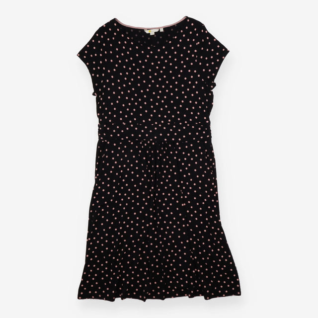 Midi Dress Jersey Polka Dot Pink black Short Sleev