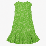 Dress Green Ditsy Floral Button Detail Midi