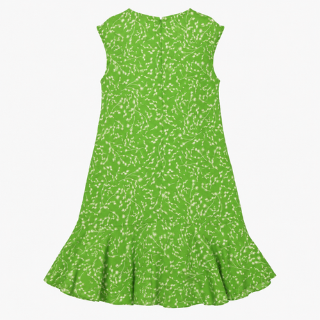 Dress Green Ditsy Floral Button Detail Midi
