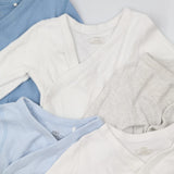 Bodysuits Long Sleeve Wrap Around White, Grey and 