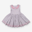 Dress grey pink embroidered collar