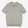 Green Striped Zip Polo Shirt