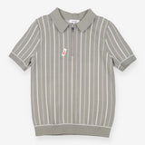 Green Striped Zip Polo Shirt