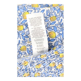 Dress Shirred Bodice Lemon Print Straps Blue Yello