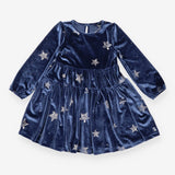 Dress Velour Blue with Stars