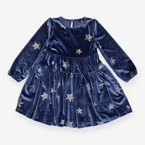 Dress Velour Blue with Stars