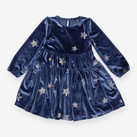 Dress Velour Blue with Stars