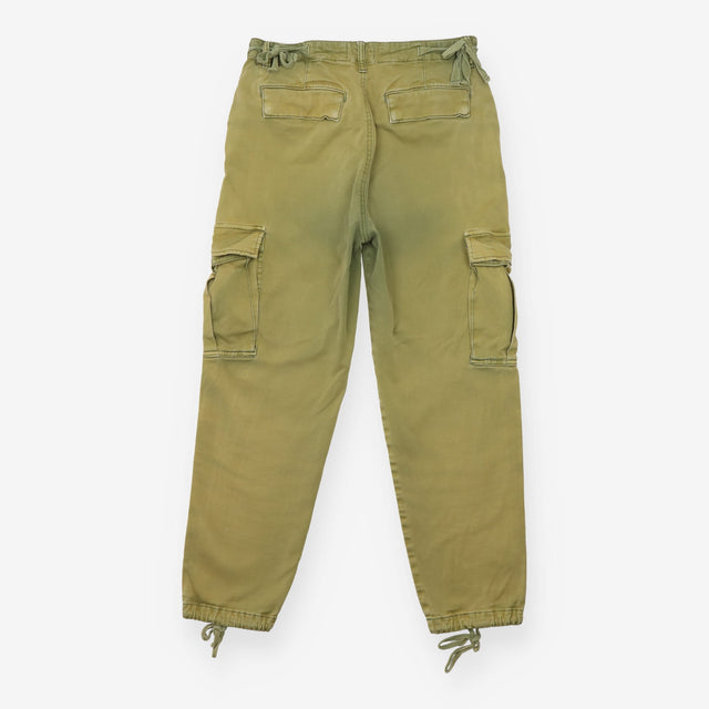 Khaki Green Cotton Utility Cargo Trousers