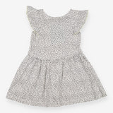 White frill sleeve dress with black dashes
