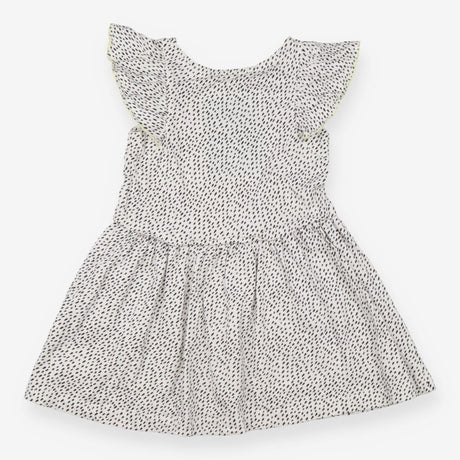 White frill sleeve dress with black dashes