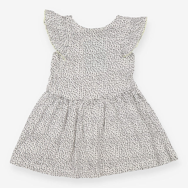 White frill sleeve dress with black dashes