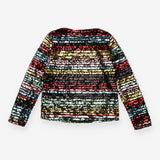 Sequin Top Rainbow Stripe Long Sleeve Black