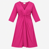 Midi Dress Fuchsia Pink Knot Front Maternity