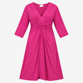 Midi Dress Fuchsia Pink Knot Front Maternity