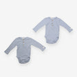 Bodysuit Long Sleeve Blue Ribbed 2pc