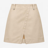 Skirt Beige Faux Leather Asymmetric Split Hem Mini