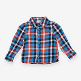 Shirt woven blue red white checks LS