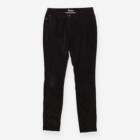 Black Cotton Velvet Straight Leg Trousers