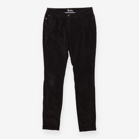 Black Cotton Velvet Straight Leg Trousers