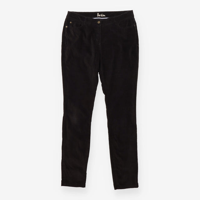 Black Cotton Velvet Straight Leg Trousers
