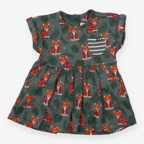 Dress Short Sleeved Green Jungle Tiger