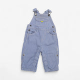 Light blue and white striped soft denim dungarees