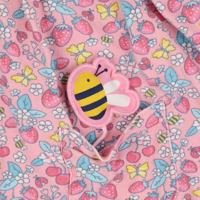 Dress Jersey Collared Pink Bees and Cherries