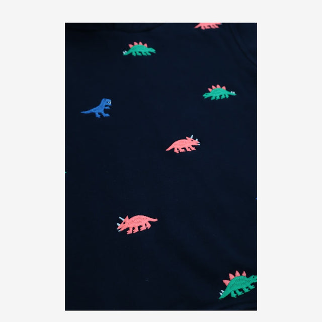 Hoodie Navy with Dinosaur Applique
