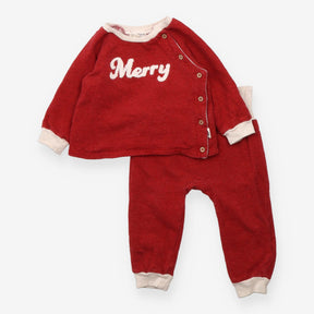 Red Merry sweatshirt and jogger outfit 