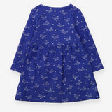 Jersey Dress Blue with White Butterflies and Flowe
