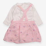 Outfit White pointelle LS bodysuit pink gingham sk